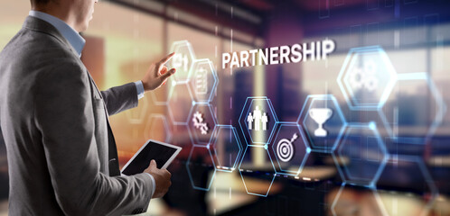 Partnership of companies. Collaboration. Business Technology Internet concept