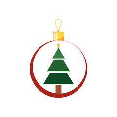 vector icon of christmas tree inside a circle