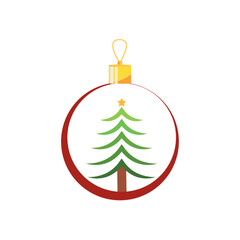 vector icon of christmas tree inside a circle