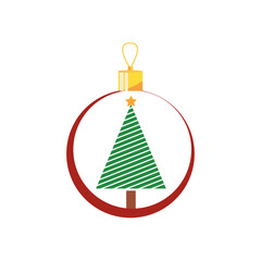 vector icon of christmas tree inside a circle