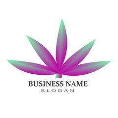 Colorful leaf logo with green and purple gradient color, health and Eco, environmental logo