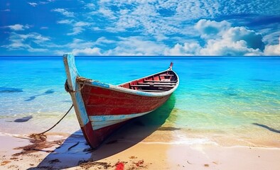 Fototapeta na wymiar beautiful_beach_with_a_boat