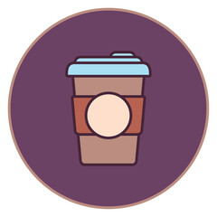coffee glass vector icon with purple background
