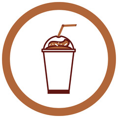 vector icon of a glass of cold coffee with white background