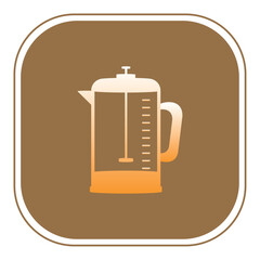coffee mug vector icon with brown background