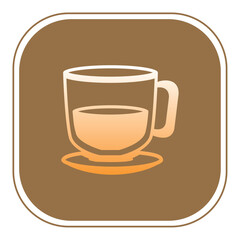 coffee glass vector icon with brown background