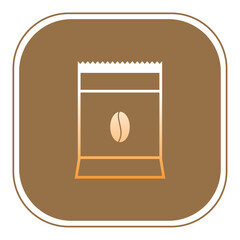 ground coffee bag vector icon with brown background