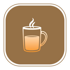 coffee glass vector icon with brown background