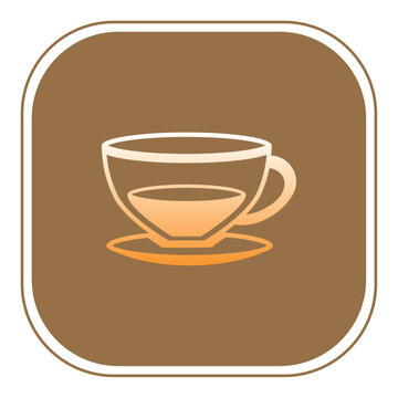 coffee glass vector icon with brown background