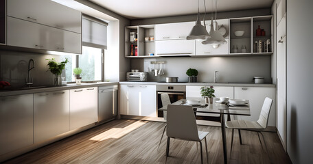 3d modern kitchen, generative ai