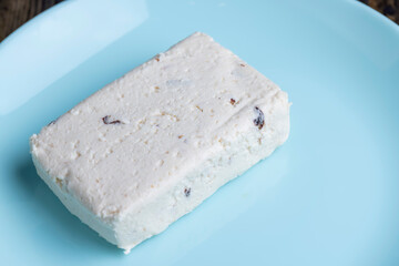 Sweet cottage cheese with the addition of prune slices