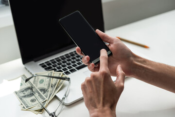 businessman working with modern devices, student boy using digital tablet computer and mobile smart phone,business concept,selective focus,vintage color