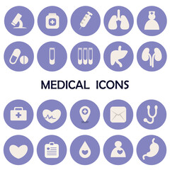 Fototapeta premium Medical and health set of icons in simple style. Medical icons for web and mobile app. 