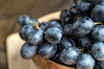 Blue grapes grown in a home vineyard