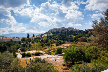 Fototapeta na wymiar View on Acropolis from ancient Agora, Athens, Greece