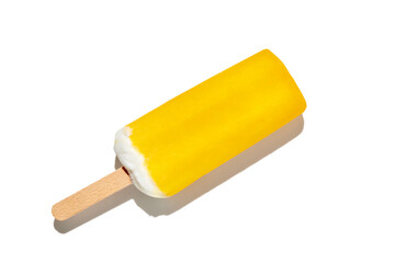 Orange ice cream on a stick isolated on white background