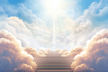 path to heaven, the concept of enlightenment or knowledge of faith in God, generative ai - obrazy, fototapety, plakaty