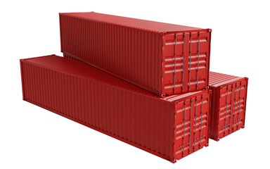 three cargo shipping container delivery isoladed - obrazy, fototapety, plakaty