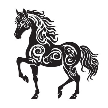 Creative Horse Elegant Logo Symbol Design Illustration Vector on a white background. Logo, icon style. Black and white