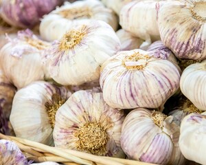Garlic at the market display stall