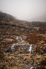 Scottish waterfall on an overcast day