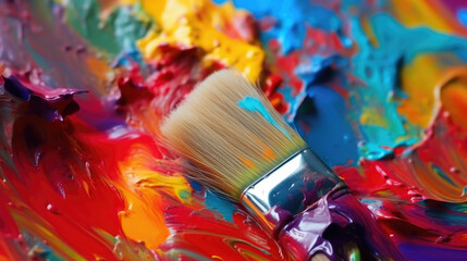 Obraz premium Brushstrokes of Brilliance: A Painter's Palette. Generative AI