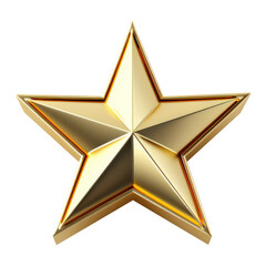 3d golden star isolated on white, transparent background, PNG, generative ai