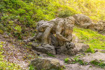 Hermit Onufrius baroque sculpture by Matthias Bernard Braun. Part of Brauns Bethlehem near Kuks,...