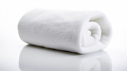 Shot of a white towel on a white background. Generative AI