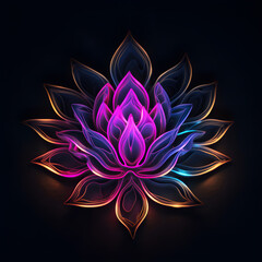 Naklejka na ściany i meble Beautiful glowing lotus flower illustration. Generative AI illustration