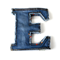 letters made from jeans, isolated, white background, generative ai