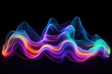 photo of Holographic Neon Fluid Waves dark background Generated AI