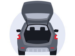 Car rear view. Crossover open trunk. Vector graphics © Vectors