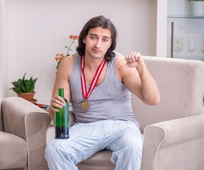 Man ex-champion suffering from alcoholism at home