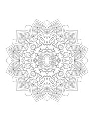 Coloring book page. Hand drawn vector illustration. Flower Mandala. Mandala pattern black and white good mood. Mandala. Round Ornament Pattern. Vector for coloring page for adults.