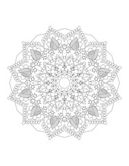 Coloring book page. Hand drawn vector illustration. Flower Mandala. Mandala pattern black and white good mood. Mandala. Round Ornament Pattern. Vector for coloring page for adults.