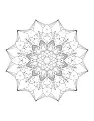 Coloring book page. Hand drawn vector illustration. Flower Mandala. Mandala pattern black and white good mood. Mandala. Round Ornament Pattern. Vector for coloring page for adults.