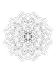 Coloring book page. Hand drawn vector illustration. Flower Mandala. Mandala pattern black and white good mood. Mandala. Round Ornament Pattern. Vector for coloring page for adults.