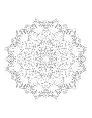 Coloring book page. Hand drawn vector illustration. Flower Mandala. Mandala pattern black and white good mood. Mandala. Round Ornament Pattern. Vector for coloring page for adults.