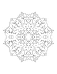 Coloring book page. Hand drawn vector illustration. Flower Mandala. Mandala pattern black and white good mood. Mandala. Round Ornament Pattern. Vector for coloring page for adults.