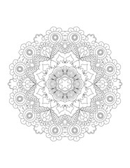 Coloring book page. Hand drawn vector illustration. Flower Mandala. Mandala pattern black and white good mood. Mandala. Round Ornament Pattern. Vector for coloring page for adults.