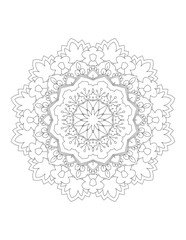 Coloring book page. Hand drawn vector illustration. Flower Mandala. Mandala pattern black and white good mood. Mandala. Round Ornament Pattern. Vector for coloring page for adults.