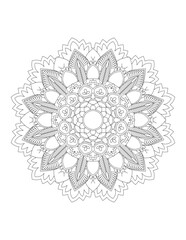 Coloring book page. Hand drawn vector illustration. Flower Mandala. Mandala pattern black and white good mood. Mandala. Round Ornament Pattern. Vector for coloring page for adults.