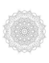Coloring book page. Hand drawn vector illustration. Flower Mandala. Mandala pattern black and white good mood. Mandala. Round Ornament Pattern. Vector for coloring page for adults.