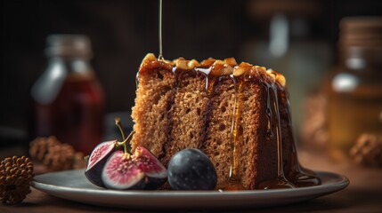 Immerse in the Flavors of Fig and Honey Cake - obrazy, fototapety, plakaty