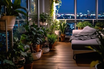 photo of Modern apartment and some exotic plants Generated AI