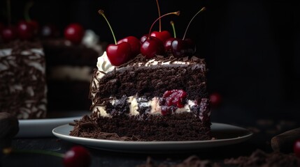 Pleasure in Every Layer of Black Forest Cake - obrazy, fototapety, plakaty