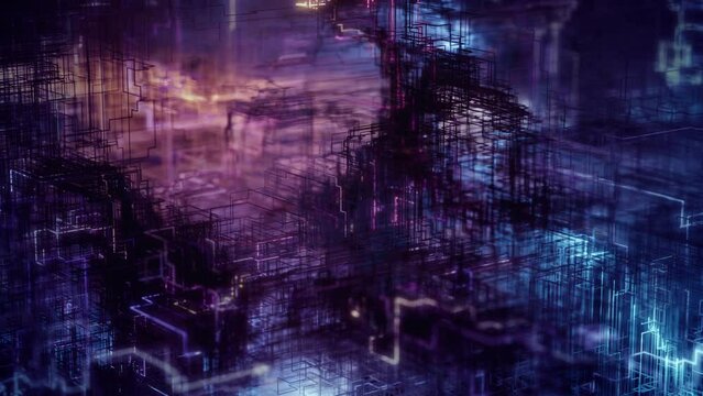 Abstract growing digital wires, technological shapes background close-up.