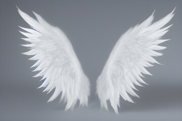 White Angel Wings, Made of Feather, Isolated, Generative AI