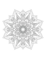 Flower. Flower Mandala. Mehndi. tattoo. decoration. Decorative ornament in ethnic oriental style. Coloring book page. Floral Mandala. Decoration in ethnic oriental. Indian style. Yoga template.